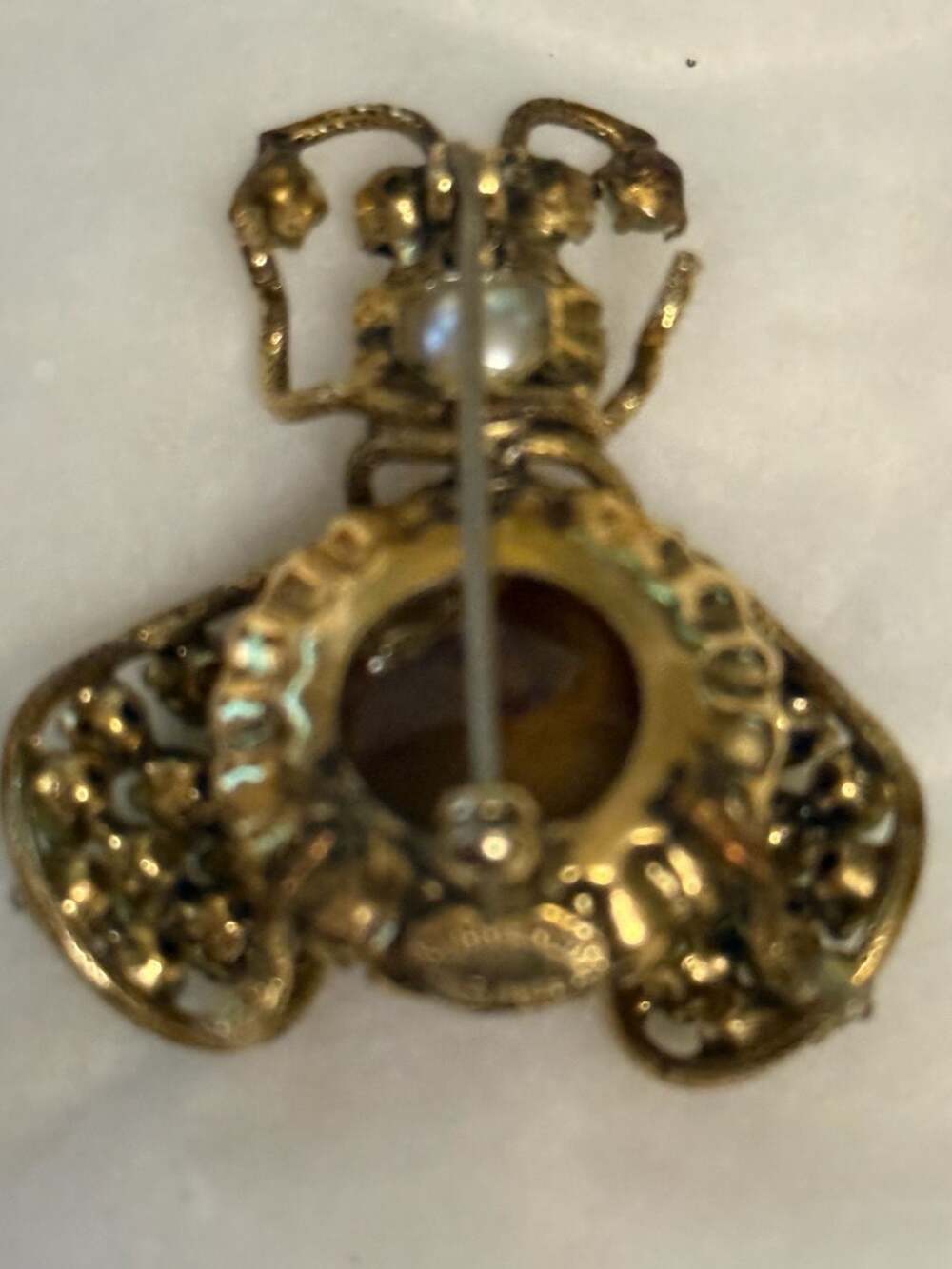 Schreiner New York Vintage Gold-Tone Insect Beetle Brooch - Picture 7 of 7
